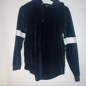 ASOS Black Velvet Velour Oversized Hooded Sweatshirt Hoodie Size